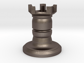 Fantasy chess - castle in Polished Bronzed Silver Steel
