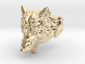 Wolf Head Ring in 14k Gold Plated Brass: 9 / 59