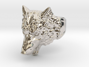 Wolf Head Ring in Rhodium Plated Brass: 9 / 59