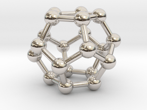 0600 Dodecahedron V&E (a=10mm) #003 in Rhodium Plated Brass