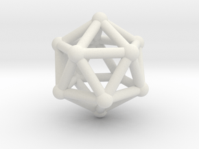 0602 Icosahedron V&E (a=10mm) #002 in White Natural Versatile Plastic