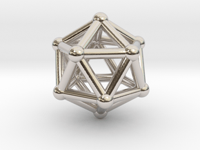 0602 Icosahedron V&E (a=10mm) #002 in Rhodium Plated Brass