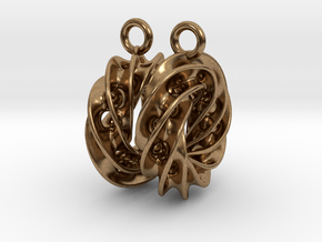 Twisted Scherk Linked 4,3 Torus Knots Earrings in Natural Brass