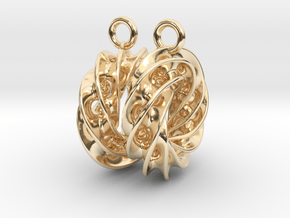 Twisted Scherk Linked 4,3 Torus Knots Earrings in 14K Yellow Gold