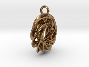 Twisted Scherk Linked 4,3 Torus Knots Pendant – Sm in Natural Brass