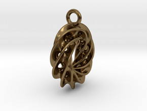 Twisted Scherk Linked 4,3 Torus Knots Pendant – Sm in Natural Bronze