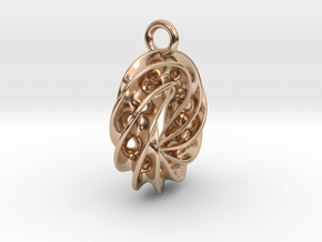 Twisted Scherk Linked 4,3 Torus Knots Pendant – Sm in 14k Rose Gold Plated Brass