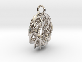 Twisted Scherk Linked 4,3 Torus Knots Pendant – Sm in Rhodium Plated Brass