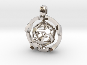 Icosahedron in Rhodium Plated Brass