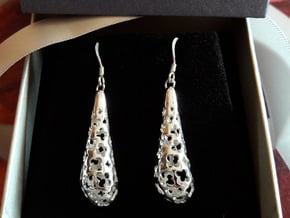 Flower earrings in Polished Silver