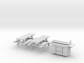 Digital-HO Scale BBQ+Picnic Benches in HO Scale BBQ+Picnic Benches