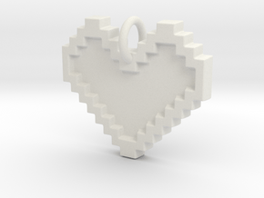 8-bit Heart - 29 cm in White Natural Versatile Plastic