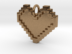 8-bit Heart - 29 cm in Natural Brass