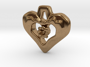 Heart Pendant with Gem holder in Natural Brass