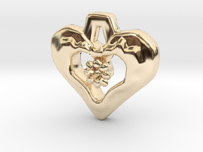 Heart Pendant with Gem holder in 14K Yellow Gold
