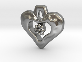 Heart Pendant with Gem holder in Natural Silver