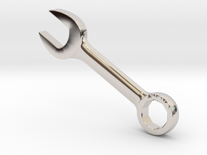 Wrench tool Pendant in Rhodium Plated Brass
