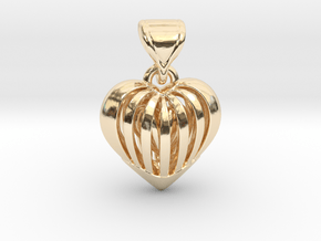 Coeur en cage in 14k Gold Plated Brass