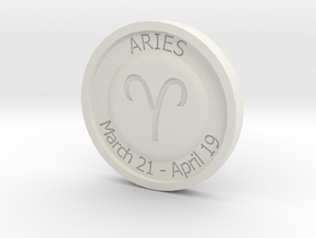 Aries Coin in White Natural Versatile Plastic