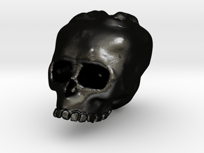 Skull13 Charm in Matte Black Steel: Small