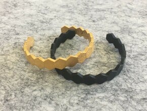 Geometric Hex Bracelet S-XL in Polished Gold Steel: Small