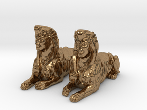 Pair of Sphinx Statues in Natural Brass