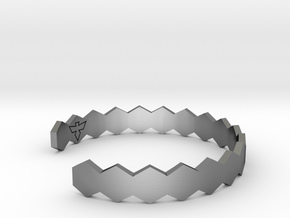 Geometric Hex Bracelet S-XL in Polished Silver: Small