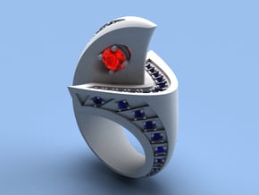 Falcon Ring with Gems - Size 12 (21.49 mm) in Polished Silver
