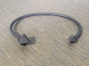 Cuff Bracelet with Geometric Pyramids in Matte Black Steel
