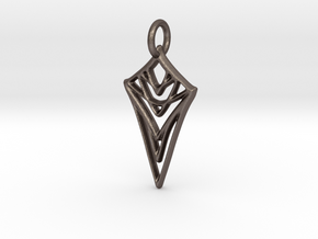 Melting Web Pendant in Polished Bronzed Silver Steel: Medium