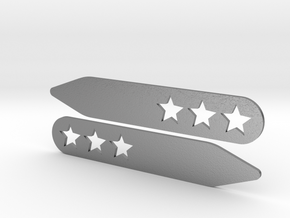 Collar stays: 3 Stars  in Natural Silver