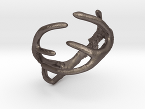 Antler Ring Size 12 - 22mm ID in Polished Bronzed Silver Steel
