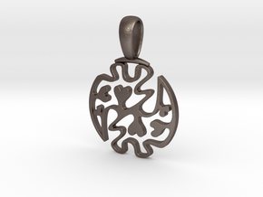 Gye Nyame Hearts - Pendant in Polished Bronzed Silver Steel