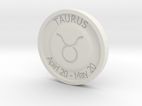 Taurus Coin in White Natural Versatile Plastic