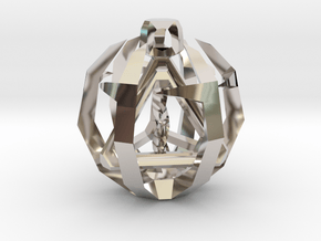 Tetrahedron in Rhodium Plated Brass