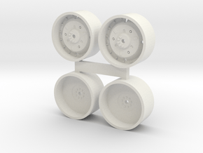 1/64 Deere 38" Wheels and Dual rims in White Natural Versatile Plastic