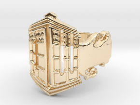 Dr. Who Upright Tardis Ring in 14k Gold Plated Brass: 8 / 56.75