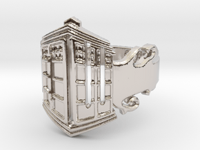 Dr. Who Upright Tardis Ring in Rhodium Plated Brass: 8 / 56.75