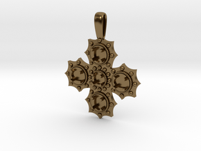 1475 medieval cross pendant in Polished Bronze