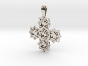 1475 medieval cross pendant in Rhodium Plated Brass