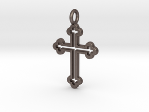 Classic Cross 3 Pendant in Polished Bronzed Silver Steel