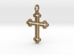 Classic Cross 3 Pendant in Polished Gold Steel
