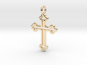 Classic Cross 3 Pendant in 14k Gold Plated Brass