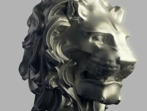 Lion Head in Natural Silver