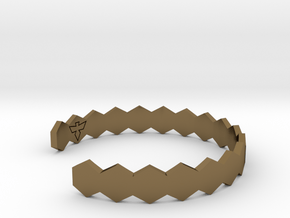 Geometric Hex Bracelet S-XL in Polished Bronze: Small