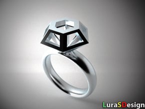 Diamond Ring in Polished Bronzed Silver Steel: 6.25 / 52.125
