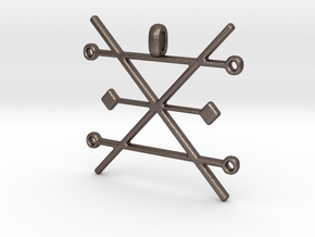 Copper Alchemy Symbol Pendant  in Polished Bronzed Silver Steel