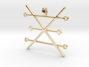Copper Alchemy Symbol Pendant  in 14k Gold Plated Brass