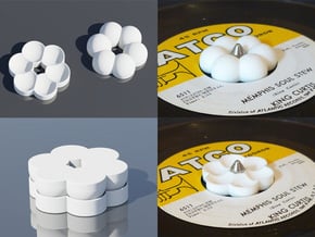 Funky 45 rpm Adapters (Two piece set) - Flower in White Natural Versatile Plastic