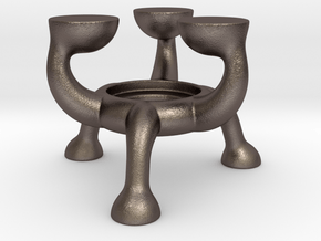 Explosive teapot warmer in Polished Bronzed Silver Steel